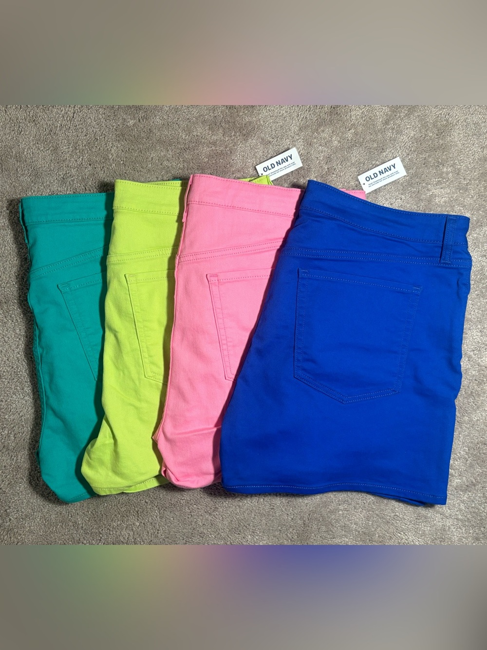 Old Navy Colorful Denim Skorts - Blue, Pink, Lime, Teal